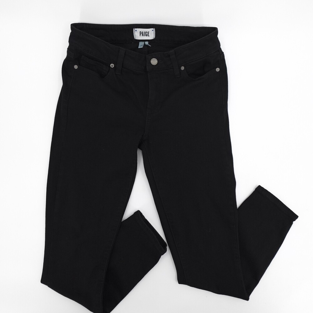 Paige Jeans Women 27 Black Denim Verdugo Ankle Slimming Mid Rise Stretch